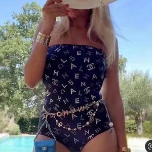 New Authentic CHANEL 20C cruise logo swimsuit bodysuit size 40